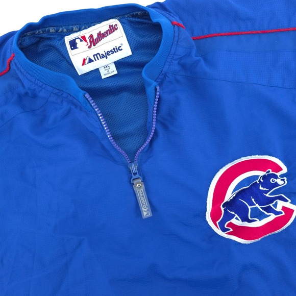 Majestic Other - VTG Majestic Chicago Cubs MLB Authentic Collection Dugout Pullover Jacket XXL‎